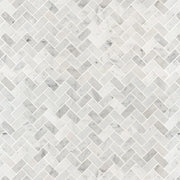 Carrara White 1x2 Herringbone Honed Marble Mosaic Tile