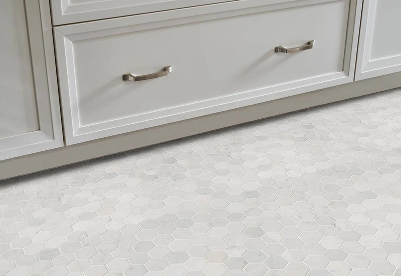 Carrara White 2 Hexagon Polished Marble Mosaic Tile