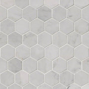 Carrara White 2 Hexagon Polished Marble Mosaic Tile