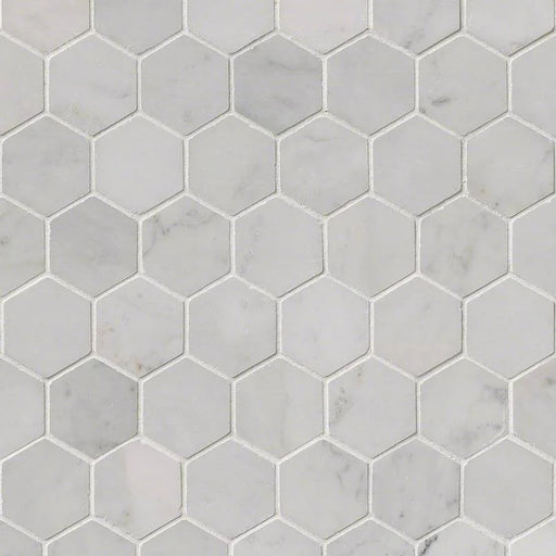 Carrara White 2 Hexagon Polished Marble Mosaic Tile