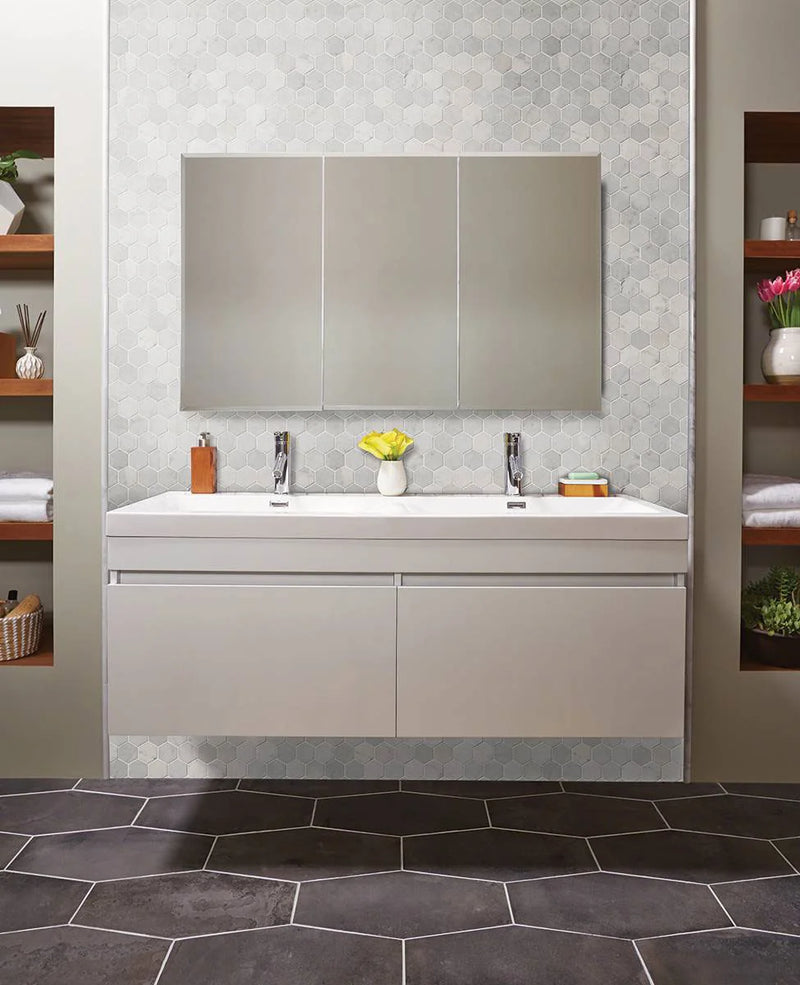 Carrara White 2 Hexagon Polished Marble Mosaic Tile