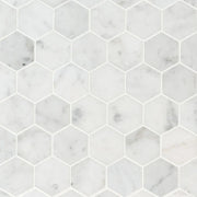 Carrara White 2" Hexagon Honed Pattern Marble Mosaic Tile