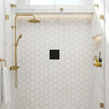 Carrara White 2x2 Hexagon Polished Marble Mosaic — Bathroom shower floor