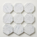 Carrara White 2x2 Hexagon Polished Marble Mosaic close-up