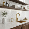 Carrara White 2x2 Hexagon Polished Marble Mosaic — Kitchen backsplash