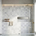 Carrara White 2x2 Square Polished Marble Mosaic — Bathroom shower floor