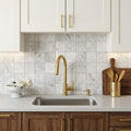 Carrara White 2x2 Square Polished Marble Mosaic — Kitchen backsplash