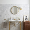 Carrara White 2x2 Square Polished Marble Mosaic — Powder Room wall
