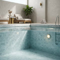 Carrara White 2x2 Square Polished Marble Mosaic — Swimming Pool pool interior tiling