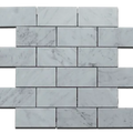 Carrara White Brick Straight Edge 2x4 Polished Marble Mosaic