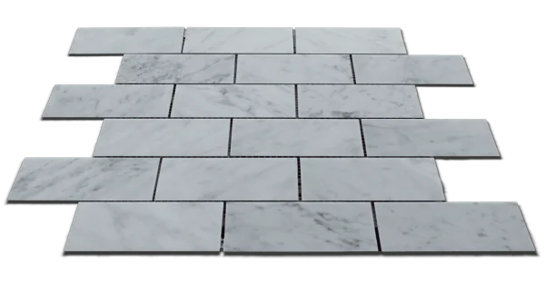 Carrara White Brick Straight Edge 2x4 Polished Marble Mosaic