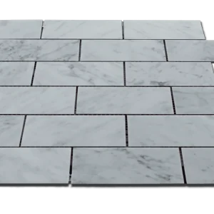 Carrara White Brick Straight Edge 2x4 Polished Marble Mosaic