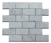 Carrara White Brick Straight Edge 2x4 Polished Marble Mosaic