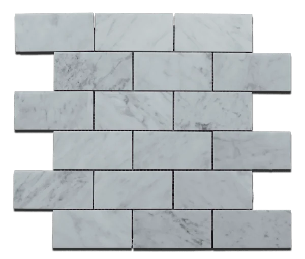 Carrara White Brick Straight Edge 2x4 Polished Marble Mosaic
