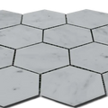 Carrara White Approx 12x12 Hexagon 3" Honed Marble Mosaic