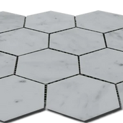 Carrara White Approx 12x12 Hexagon 3" Honed Marble Mosaic