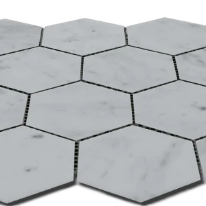 Carrara White Approx 12x12 Hexagon 3" Honed Marble Mosaic