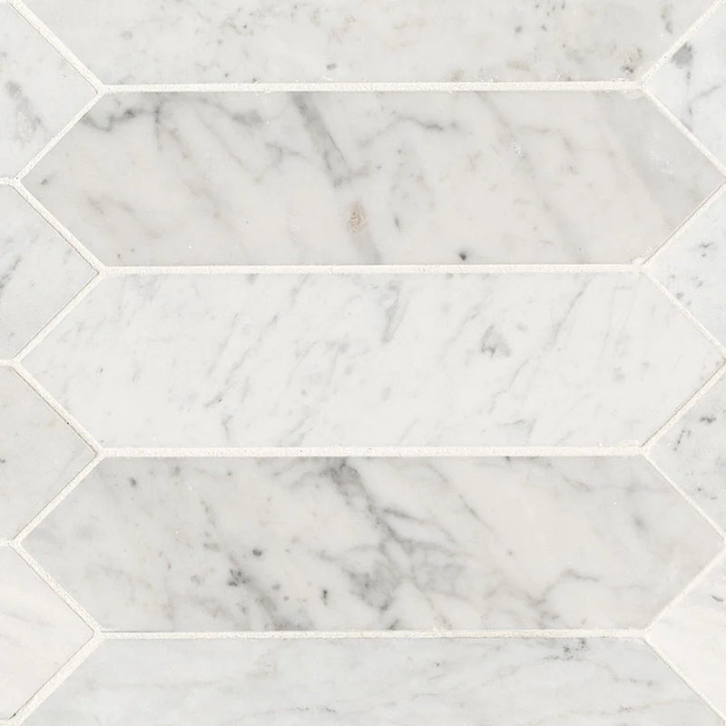 Carrara White 3x12 Picket Honed Marble Tile