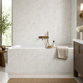 Carrara White 3x12 Picket Honed Marble Tile 4x12 — Bathroom tub surround