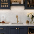 Carrara White 3x12 Picket Honed Marble Tile 4x12 — Wet Bar backsplash