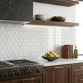 Carrara White 3x3 Hexagon Polished Marble Mosaic — Kitchen backsplash