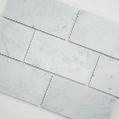 Carrara White 3x6 Polished Marble Tile