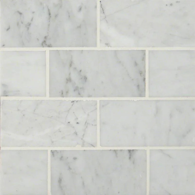 Carrara White 3x6 Polished Marble Tile