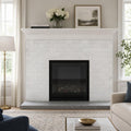 Carrara White 3x6 Polished Marble Tile — Living Room fireplace surround