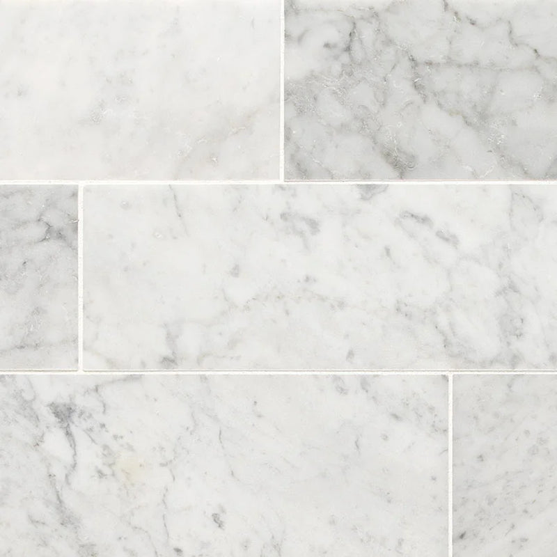 Carrara White 4x12 Honed Marble Tile
