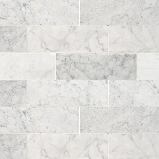 Carrara White 4x12 Honed Marble Tile