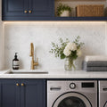 Carrara White 4x12 Honed Marble Tile — Laundry Room backsplash