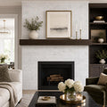 Carrara White 4x12 Honed Marble Tile — Living Room fireplace surround