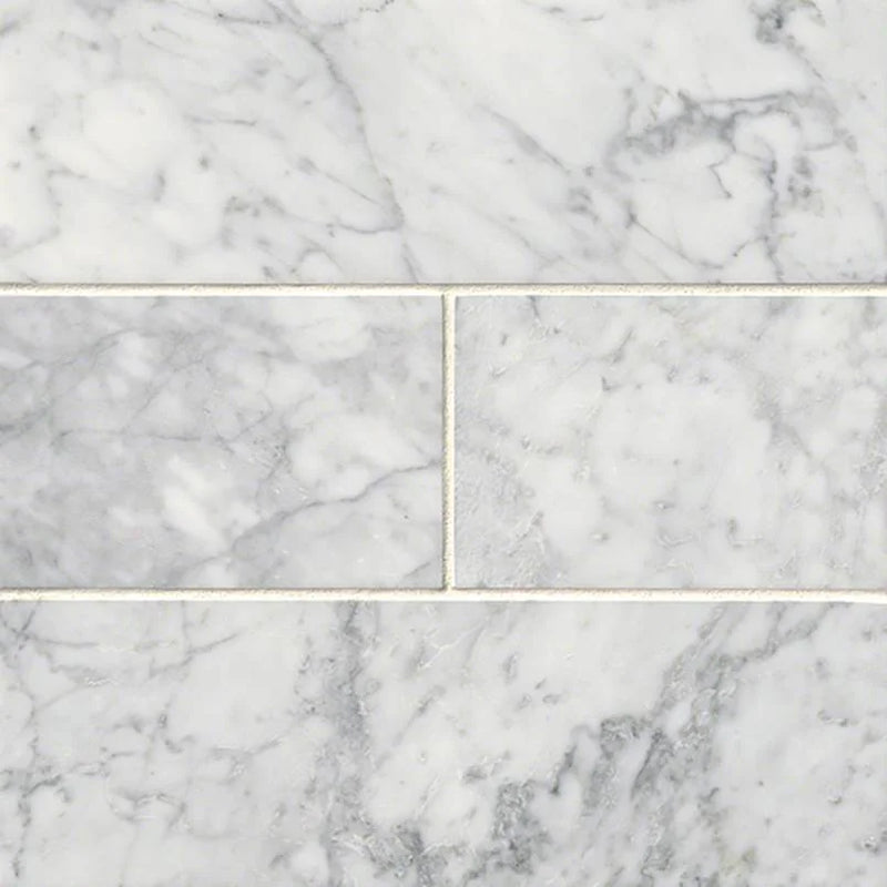 Carrara White 4x12 Polished Marble Tile