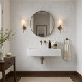 Carrara White 6x12 Subway Polished Micro-Beveled Veined Marble Tile — Powder Room wall