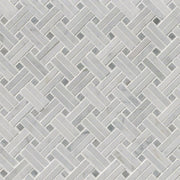 Carrara White Basketweave Pattern Polished Marble Mosaic Tile