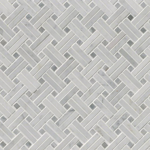 Carrara White Basketweave Pattern Polished Marble Mosaic Tile
