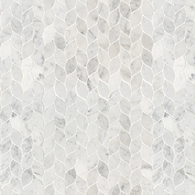 Carrara White Blanco Pattern Honed Marble Mosaic Tile