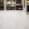 Carrara White (C) 12x12 Honed Marble Tile — Basement floor