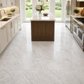 Carrara White (C) 12x12 Honed Marble Tile — Kitchen floor