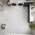 Carrara White (C) 12x12 Honed Marble Tile — Laundry Room floor