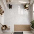 Carrara White (C) 12x12 Honed Marble Tile — Mudroom floor