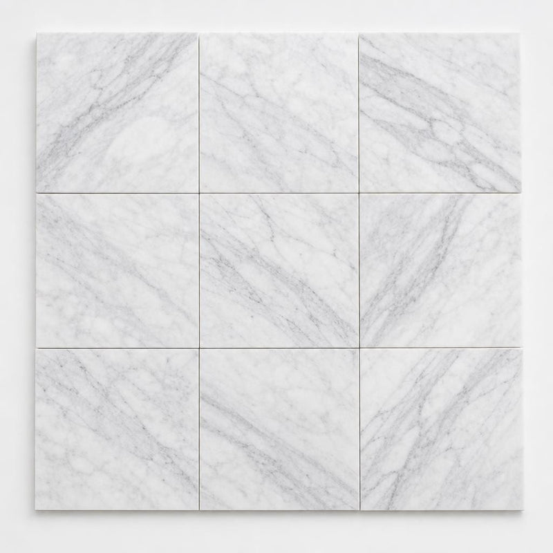 Carrara White (C) 12x12 Polished Marble Tile close-up