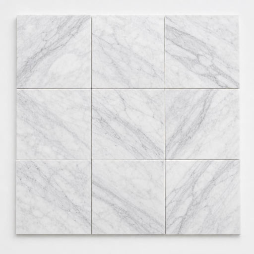 Carrara White (C) 12x12 Polished Marble Tile close-up