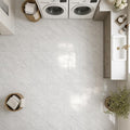 Carrara White (C) 12x12 Polished Marble Tile — Laundry Room floor
