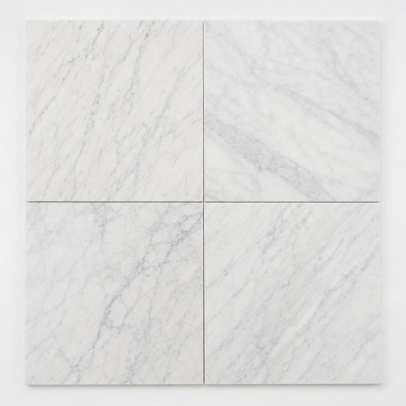 Carrara White (C) 18x18 Honed Marble Tile close-up