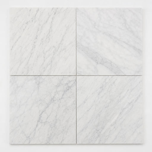 Carrara White (C) 18x18 Honed Marble Tile close-up