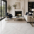 Carrara White (C) 18x18 Honed Marble Tile — Living Room floor