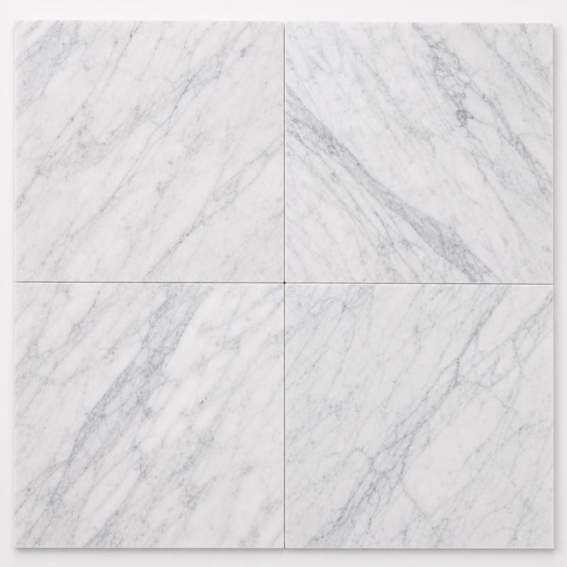 Carrara White (C) 18x18 Polished Marble Tile close-up