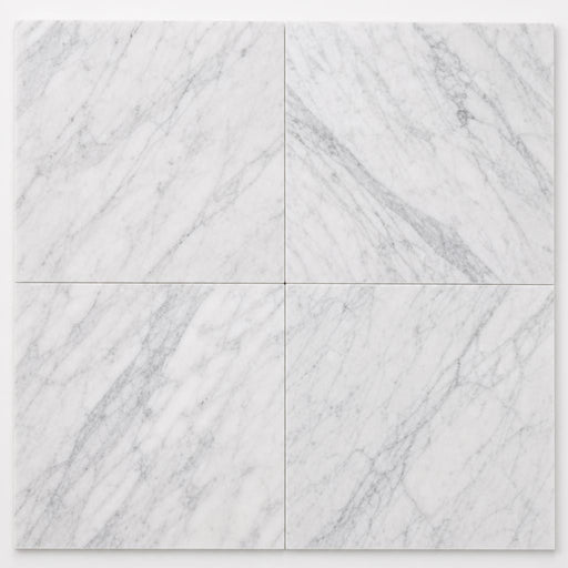 Carrara White (C) 18x18 Polished Marble Tile close-up