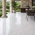 Carrara White (C) 18x18 Polished Marble Tile — Covered Patio floor